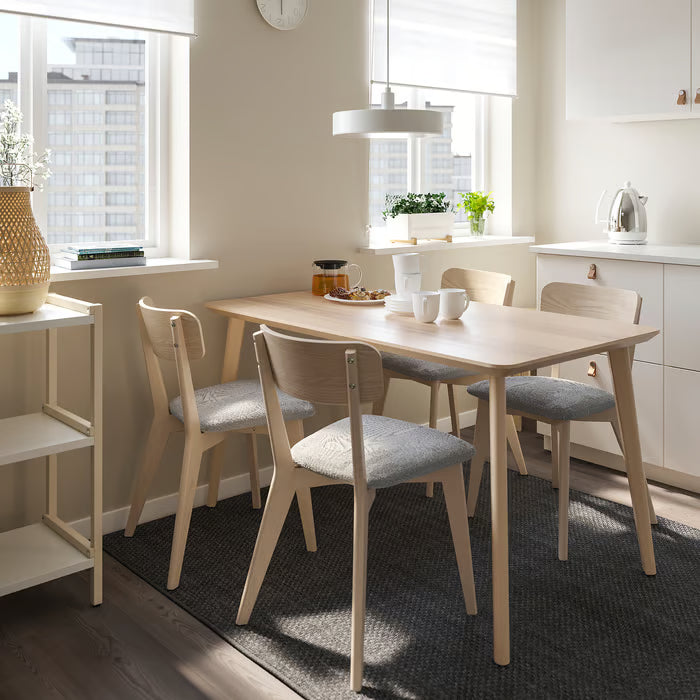 IKEA LISABO / LISABO Table and 4 chairs, ash/Tallmyra white/black, 140x78 cm (55 1/8x30 3/4 ")
