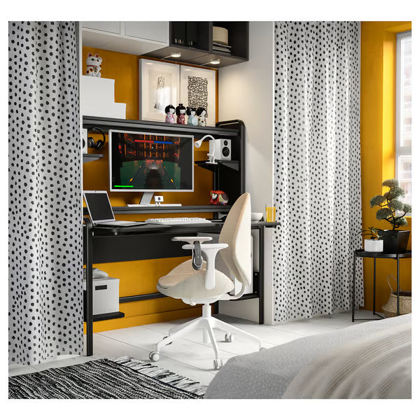 IKEA FREDDE Gaming desk, black, 140/185x74x146 cm (55 1/8/72 7/8x29 1/8x57 1/2 ")