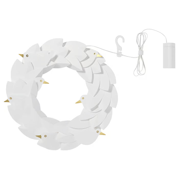 IKEA STRÅLA LED wreath, battery-operated/doves white