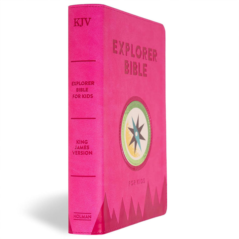 KJV Explorer Bible for Kids, Bubble Gum LeatherTouch by Holman Bible Publishers