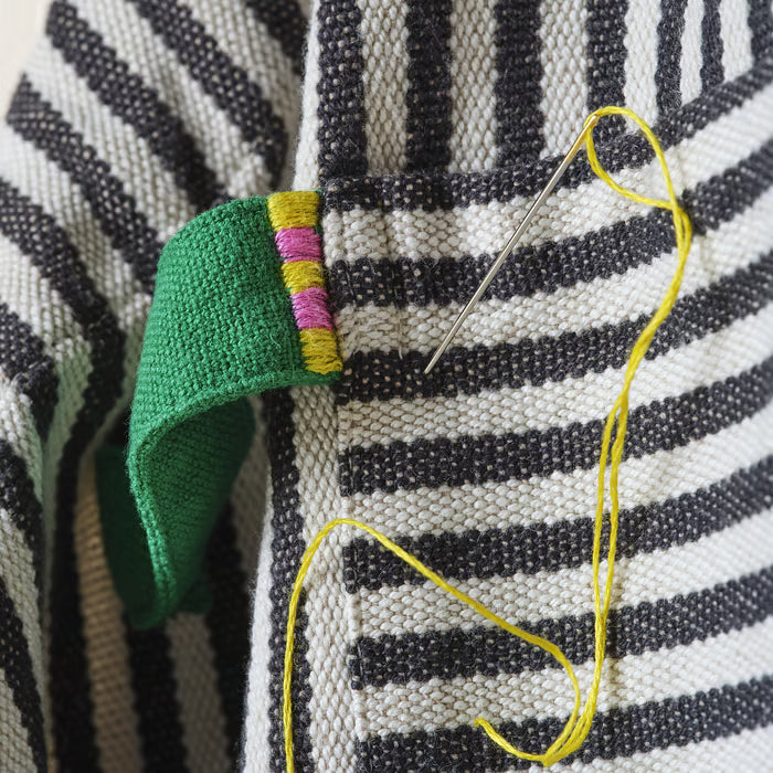 IKEA MAVINN Apron, black white/stripe, 92x90 cm (36x35 ")