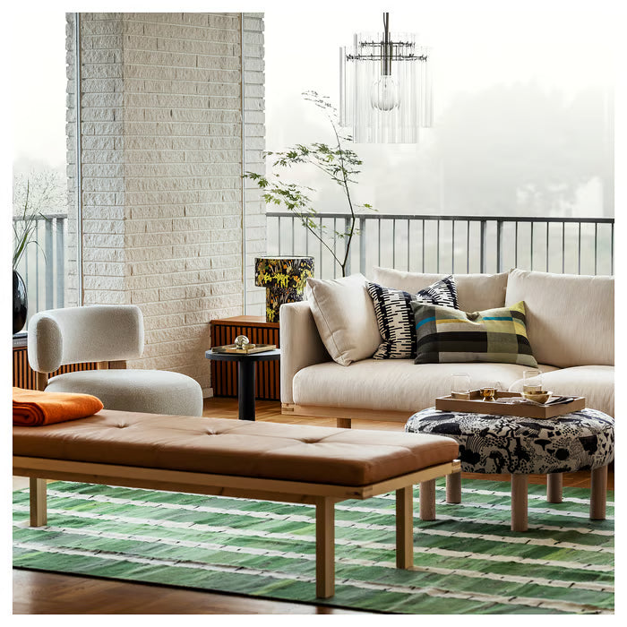 IKEA STOCKHOLM 2025 Rug, flatwoven, green/white/black handwoven, 170x240 cm (5 ' 7 "x7 ' 10 ")