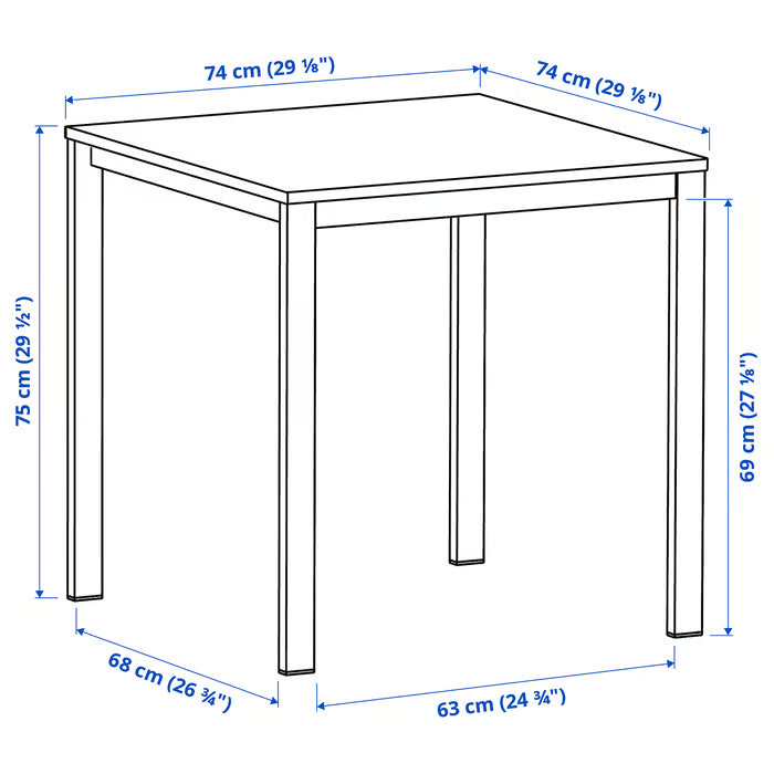 IKEA VIHALS Table, white/white, 74x74 cm (29 1/8x29 1/8 ")