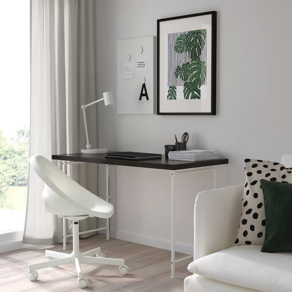 IKEA LAGKAPTEN / SPÄND Desk, black-brown/white, 120x60 cm (47 1/4x23 5/8 ")