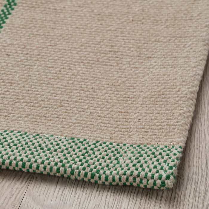 IKEA RIDSTIG Rug, flatwoven, off-white/green, 133x195 cm (4 ' 4 "x6 ' 5 ")
