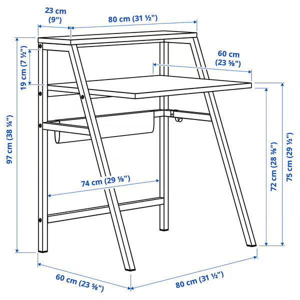 IKEA MITTPLAN Desk, white, 80x60 cm (31 1/2x23 5/8 ")