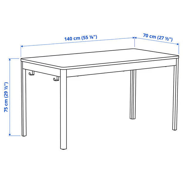 IKEA IDASEN Table, brown/dark grey, 140x70x75 cm (55 1/8x27 1/2x29 1/2 ")