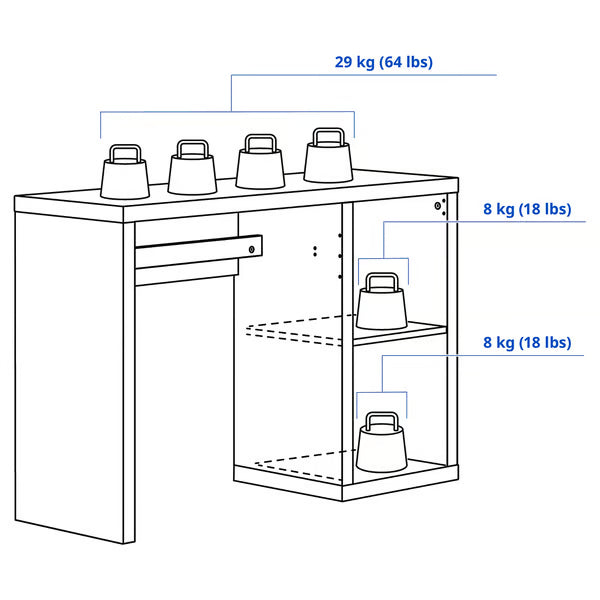 IKEA KALLAX Desk, white, 111x39 cm (43 3/4x15 3/8 ")
