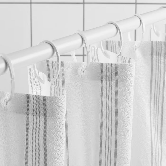 IKEA SVARTSTARR Shower curtain, white/grey, 180x200 cm (71x79 ")