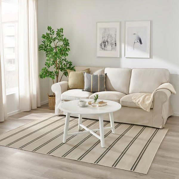IKEA VIRKLUND Rug flatwoven, in/outdoor, beige/dark grey, 160x230 cm (5 ' 3 "x7 ' 7 ")