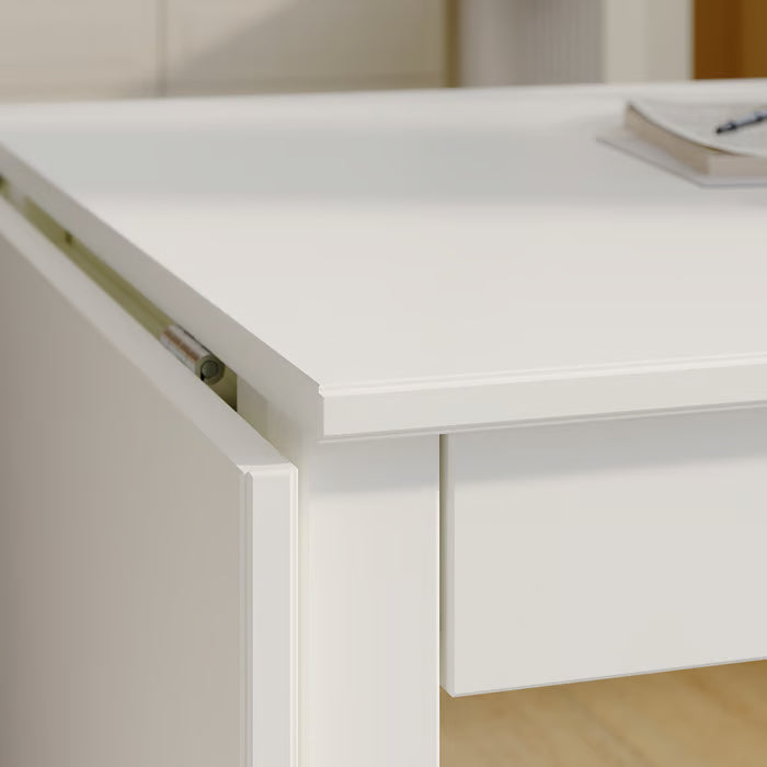 IKEA Näsinge Gateleg table with storage, white, 48/104/159x85 cm (18 7/8/41/62 5/8x33 1/2 ")