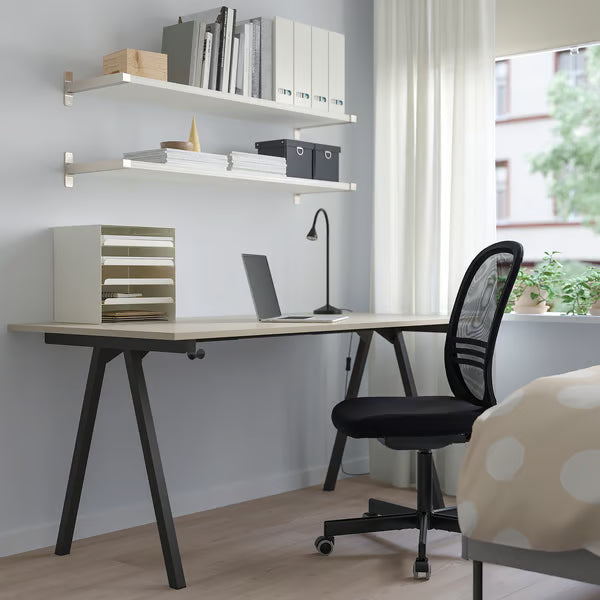 IKEA TROTTEN Desk, beige/anthracite, 160x80 cm (63x31 1/2 ")