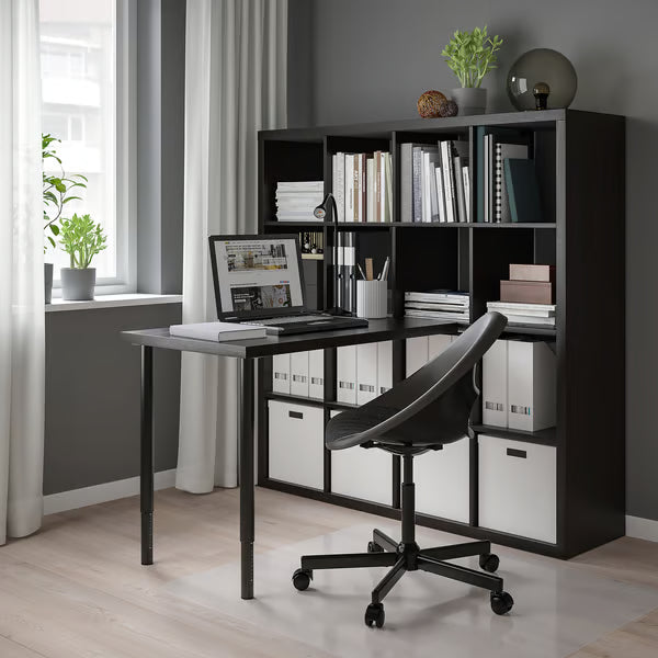 IKEA KALLAX / LINNMON Desk combination, black/black-brown, 147x139x147 cm (57 7/8x54 3/4x57 5/8 ")