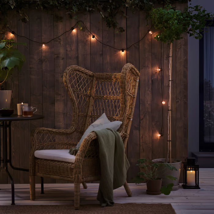 IKEA UTSUND LED lighting chain with 12 bulbs, outdoor/battery-operated black