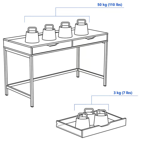 IKEA ALEX Desk, black-brown, 132x58 cm (52x22 7/8 ")
