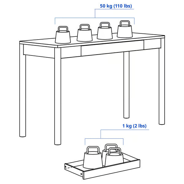 IKEA TONSTAD Desk, off-white, 120x47 cm (47 1/4x18 1/2 ")