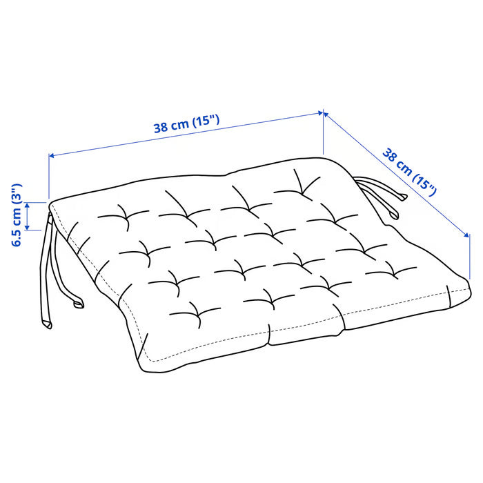 IKEA VIPPÄRT Chair pad, dark grey, 38x38x6 cm (15x15x2 ")