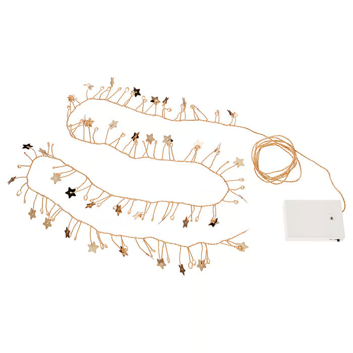 IKEA STRALA LED lighting chain with 80 lights, battery-operated mini/star gold-colour