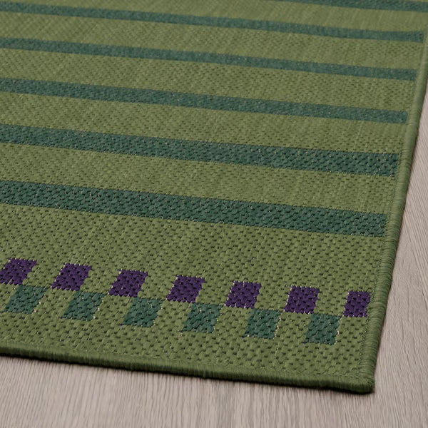 IKEA KORSNING Rug flatwoven, in/outdoor, green purple/striped, 80x150 cm (2 ' 7 "x4 ' 11 ")