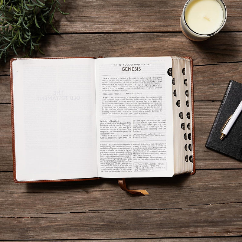 NKJV, Foundation Study Bible, Large Print, Leathersoft, Blue, Red Letter, Thumb Indexed, Comfort Print by Thomas Nelson