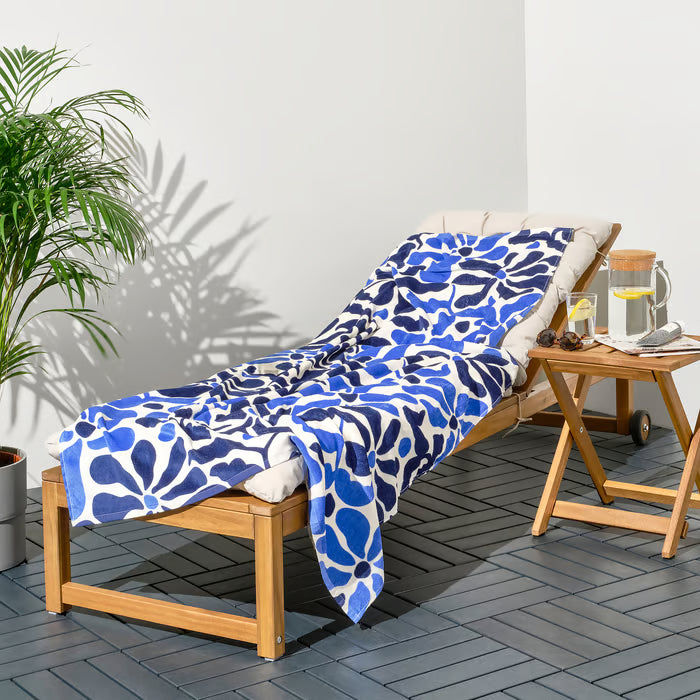 IKEA GULYXNE Beach towel, blue/floral pattern, 100x180 cm (39x71 ")