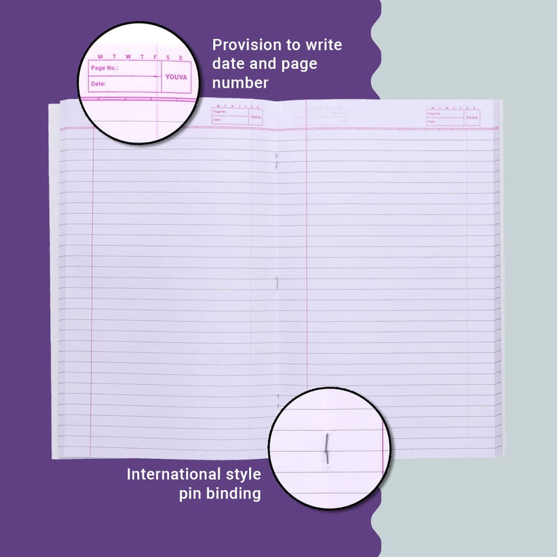 Navneet Youva Trendy Life Long Book - Soft Bound (17 cm x 27 cm, Single Line, 172 Pages, Pack of 6)