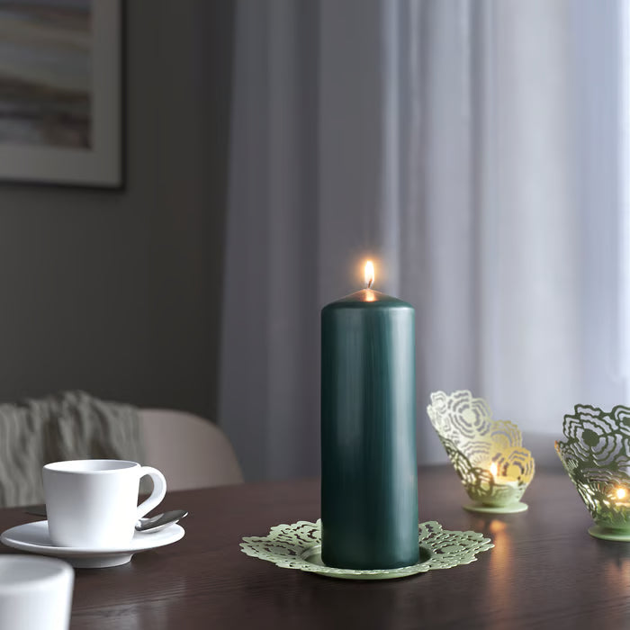 IKEA FENOMEN Unscented pillar candle, dark grey-green, 19 cm (7 ½ ")
