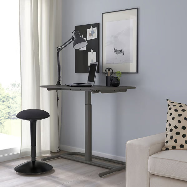 IKEA SEGRARE Desk sit/stand, dark grey, 110x60 cm (43 1/4x23 5/8 ")