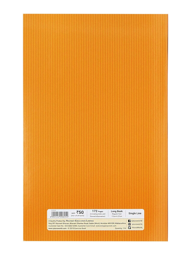 Navneet Youva Brown Cover Soft Bound Long Book - 17 cm x 27 cm, Single Line, 172 Pages, Pack of 12