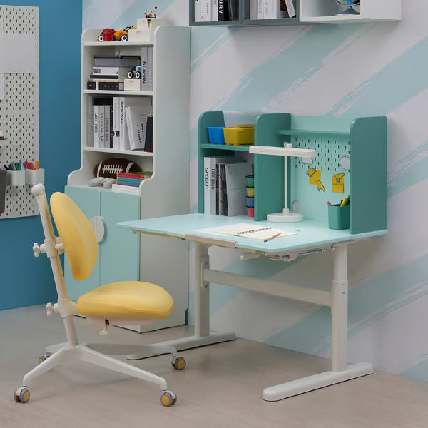 IKEA BERGLARKA Desk, turquoise/white tiltable, 100x70 cm (39 3/8x27 1/2 ")