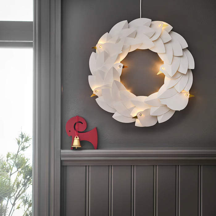 IKEA STRÅLA LED wreath, battery-operated/doves white