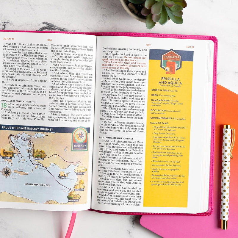 KJV Explorer Bible for Kids, Bubble Gum LeatherTouch by Holman Bible Publishers