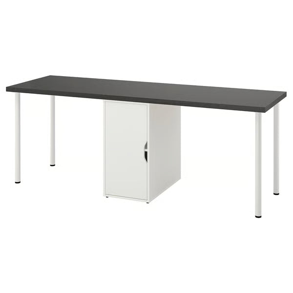 IKEA LAGKAPTEN / ALEX Desk, black-brown/white, 200x60 cm (78 3/4x23 5/8 ")