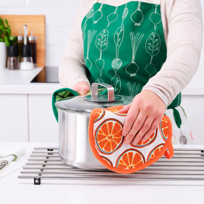 IKEA TORVFLY Pot holder, patterned/orange