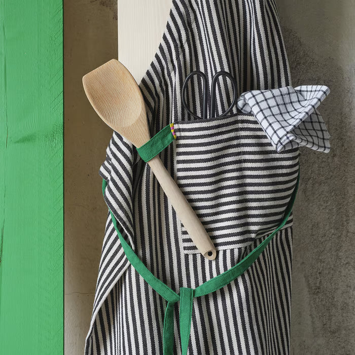 IKEA MAVINN Apron, black white/stripe, 92x90 cm (36x35 ")