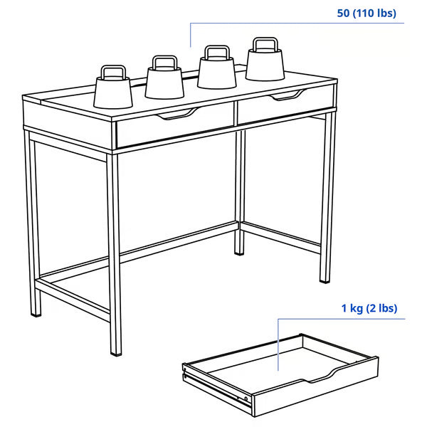 IKEA ALEX Desk, black-brown, 100x48 cm (39 3/8x18 7/8 ")