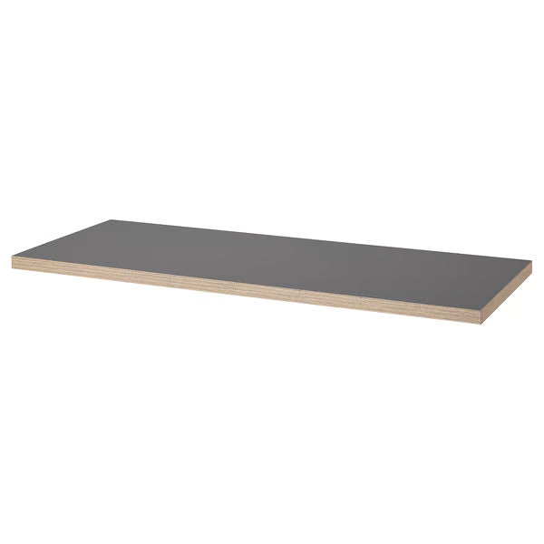 IKEA LAGKAPTEN / MITTBACK Desk, grey/wood effect birch, 140x60 cm (55 1/8x23 5/8 ")