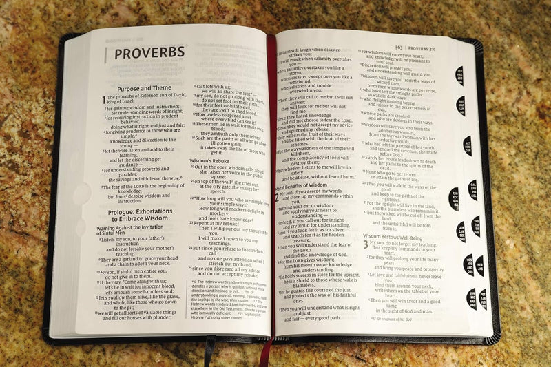 NIV, Thinline Bible, Large Print, Bonded Leather, Black, Indexed, Red Letter Edition by Zondervan