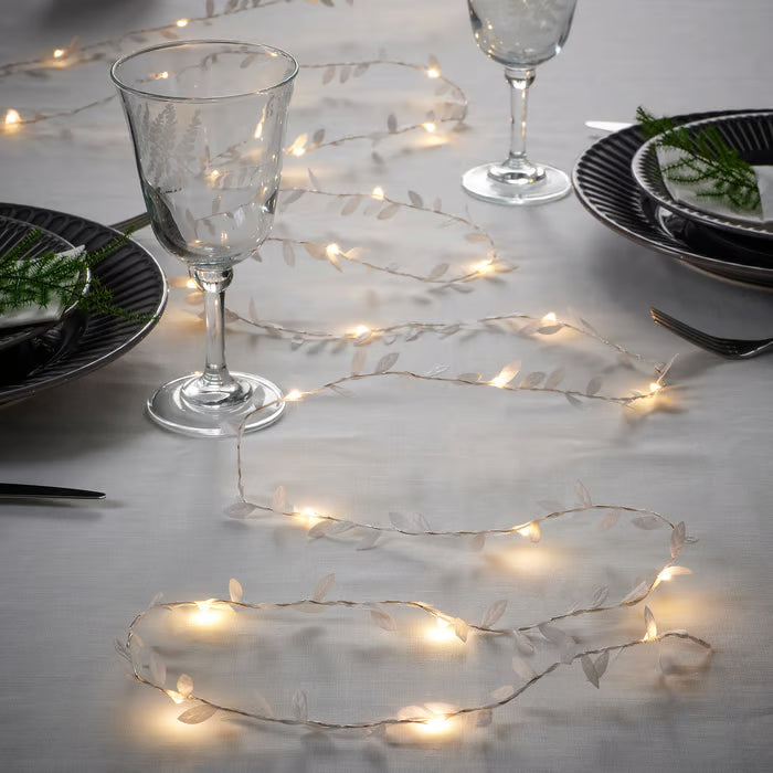 IKEA FRÖJDA LED lighting chain with 40 lights, battery-operated leaf/white