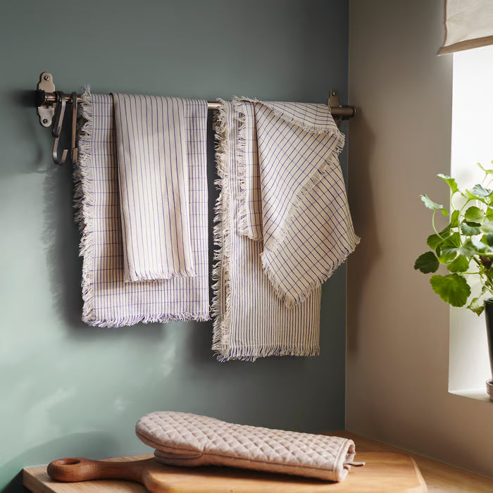 IKEA VÄLVÅRDAD Tea towel, white/blue patterned, 45x60 cm (18x24 ")