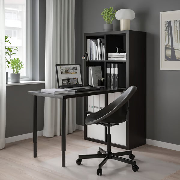 IKEA KALLAX / LINNMON Desk combination, black/black-brown, 77x139x147 cm (30 1/8x54 3/4x57 5/8 ")