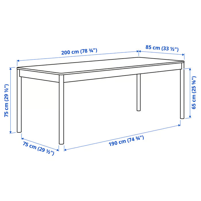 IKEA TONSTAD / TONSTAD Table and 6 chairs, off-white/off-white Fridtuna light beige, 200x85 cm (78 3/4x33 1/2 ")
