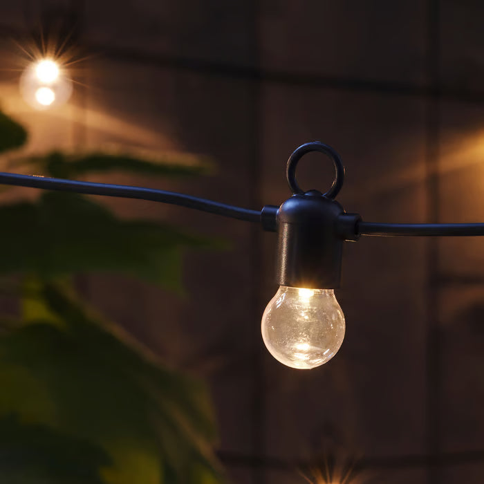 IKEA UTSUND LED lighting chain with 12 bulbs, outdoor/battery-operated black