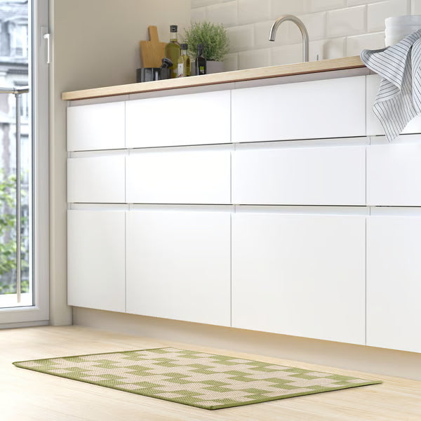 IKEA GANGSTIG Kitchen mat, flatwoven green/off-white, 60x90 cm (2 ' 0 "x2 ' 11 ")
