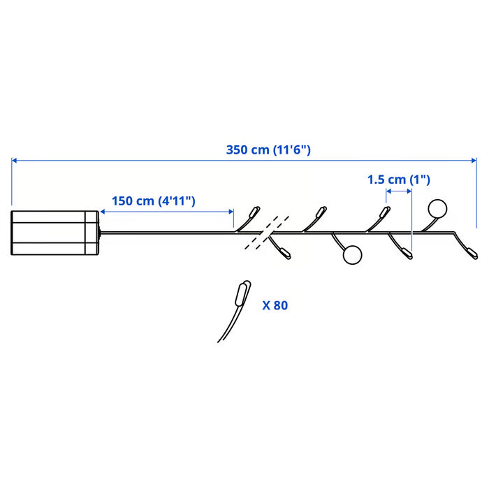 IKEA STRALA LED lighting chain with 80 lights, battery-operated dots/silver-colour