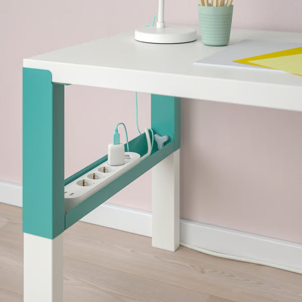 IKEA PAHL Desk, white/turquoise, 96x58 cm (37 3/4x22 7/8 ")