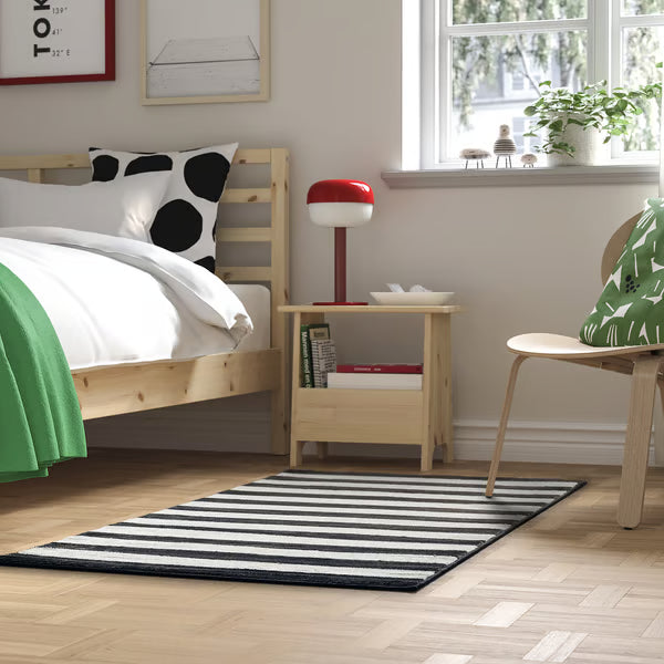 IKEA ELSYSTEM Rug, low pile, black/white/stripe, 80x150 cm (2 ' 7 "x4 ' 11 ")
