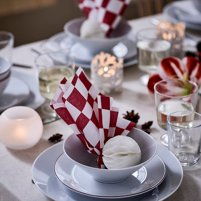 IKEA VINTERFINT Paper napkin, check pattern white/red, 33x33 cm (13x13 ")