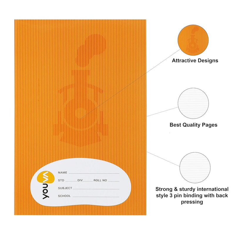 Navneet Youva Soft Bound Brown Cover Long Book - Single Line, 68 Pages (17x27 cm, Pack of 12)