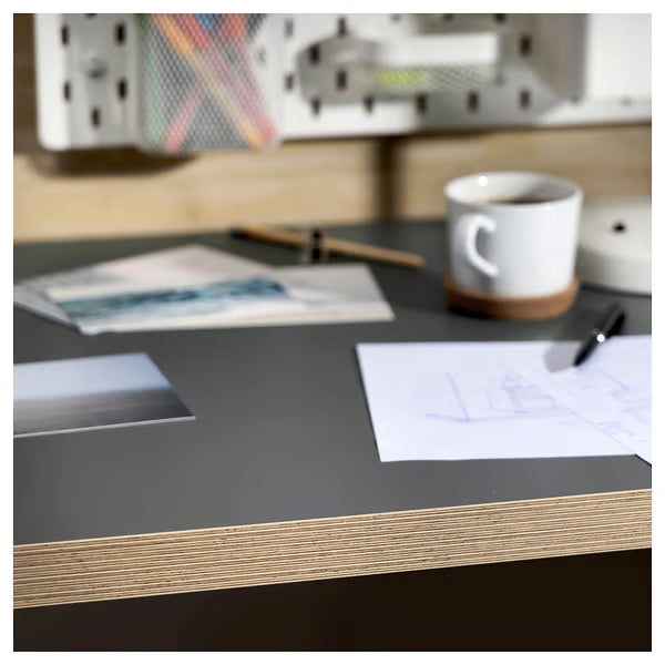 IKEA LAGKAPTEN Table top, dark grey/wood effect, 120x60 cm (47 1/4x23 5/8 ")